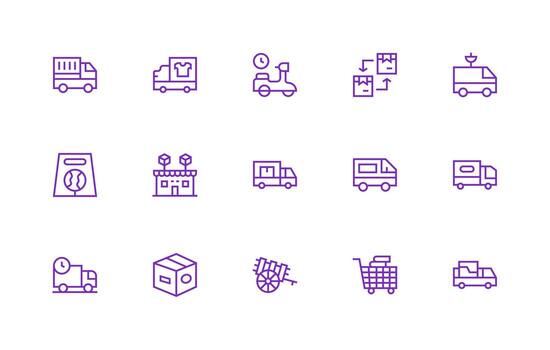 15 regular línea estilo íconos desde entrega Servicio colección completar icono conjunto para móvil aplicaciones vector