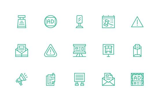 15 Regular Line Designs for Notice Icons Interface Icons for Daily Use vector