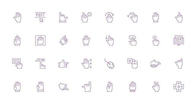 Cursor Icon Set with 32 Thin Line Graphics Reusable Icon Set vector