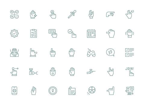 Action featuring 35 Icons in Light Line Design Minimal Icon Set for Interface Projects vector