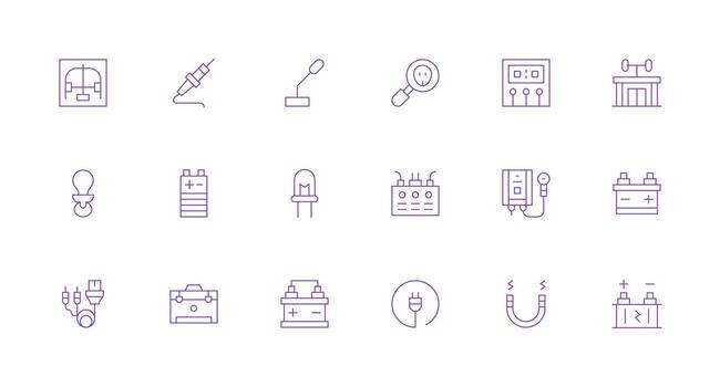 Minimal Line Style Electrical Icons with 18 Vectors Customizable Icon Series for Mobile Screens