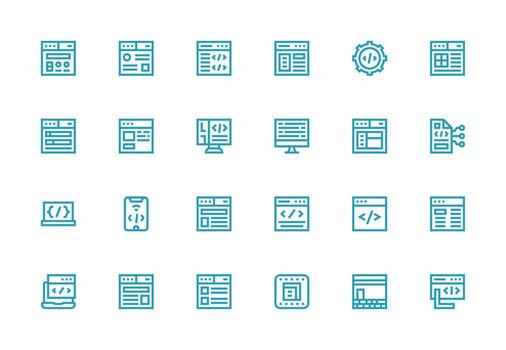 Html Icon Collection with 24 Thick Line Line Designs Basic Icon Series vector