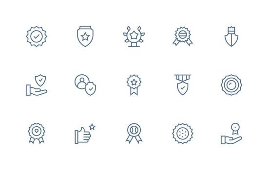 Trusted including 15 Regular Line Illustrations Multi-Style Icons for Creative Projects vector