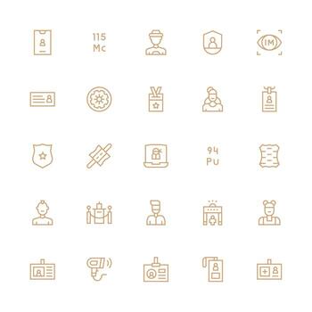 identificación conjunto con 25 medio carrera contorno íconos tablero icono serie vector