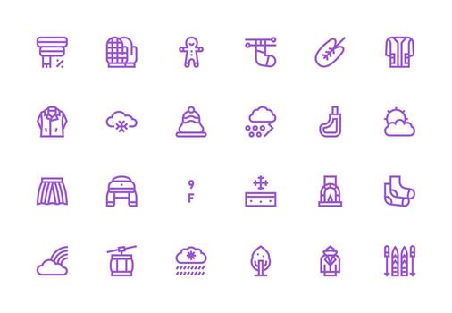 grueso línea línea íconos desde invierno conjunto con 24 vectores limpiar icono colección para web utilizar