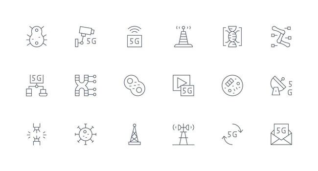 18 Icons for Cellular in Minimal Line Format Interface Icon Collection vector