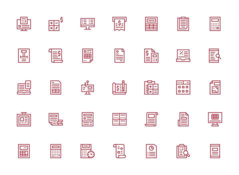 35 Regular Clean Line Style Icons from Spreadsheet Collection Scalable Icons for Cross-Platform Interfaces vector