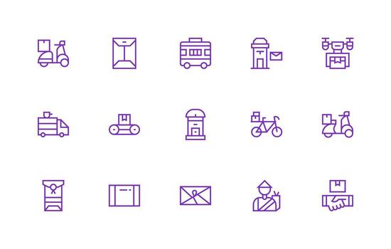 15 Regular Line Style Icons from Parcel Collection Clear and Concise Icon Set Collection vector