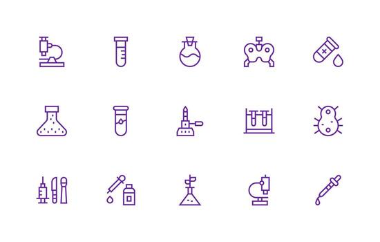 15 Regular Line Style Icons from Lab Equipment Collection Scalable Icons for All Themes vector
