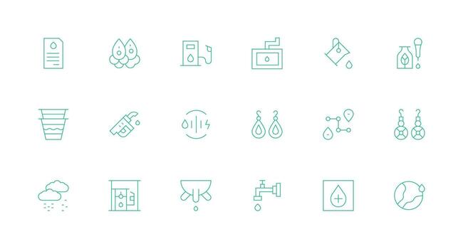 soltar icono colección con 18 mínimo línea diseños núcleo icono colección para diario Tareas vector