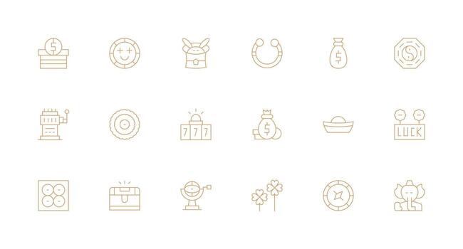mínimo línea estilo fortuna íconos con 18 vectores de múltiples fines icono conjunto