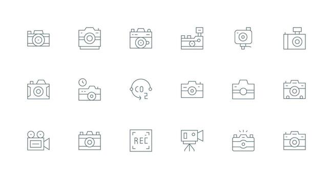 18 Capture Icons in Minimal Line Aesthetic Web and App Icon Pack Collection vector