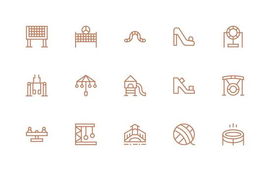 15 Regular Line Icons for Playground Graphics UI Icon Set vector