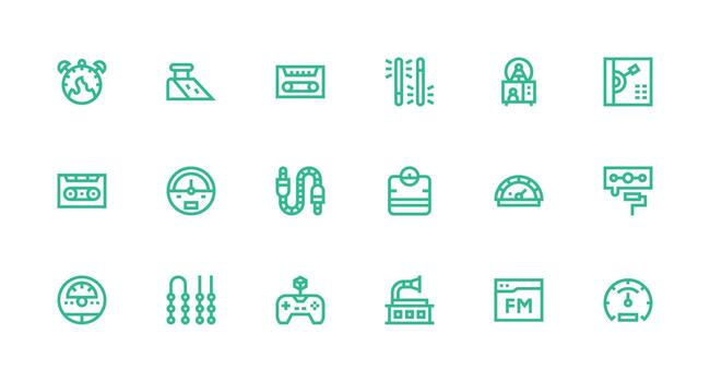 término análogo icono conjunto con 18 fuerte carrera línea gráficos neutral estilo íconos para ninguna proyecto vector