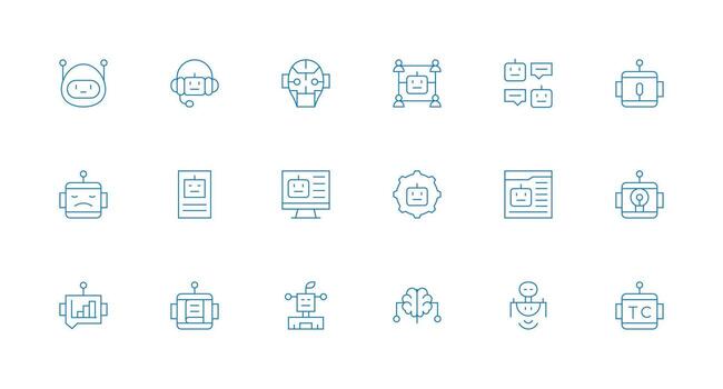mínimo línea íconos desde ai conjunto con 18 vectores sencillo íconos para interfaz y wireframes