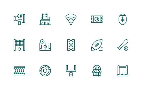 15 Regular Line Style Icons from Stadium Collection Neutral Style Icons for Any Project vector