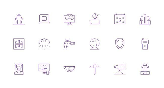 Pixelated Visual Pack containing 18 Minimal Line Icons Scalable Icons for All Themes vector