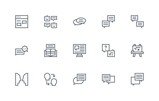 15 regular línea estilo íconos desde responder colección ui icono conjunto vector