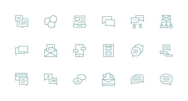 Minimal Line Style Reply Icons with 18 Vectors Sharp Icons for Presentations