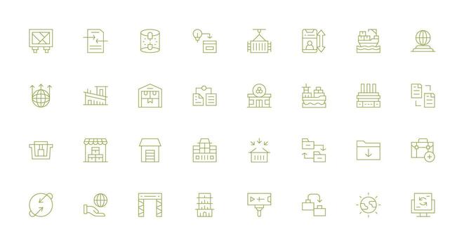 Import Design Icons featuring 32 in Thin Line Style Flat Icon Set vector
