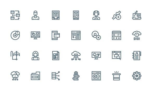 Database Set with 28 Bold Line Icons Icon Set for Web vector