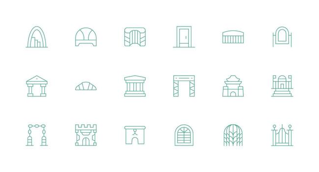 18 mínimo línea íconos para arco gráficos de múltiples fines icono conjunto vector