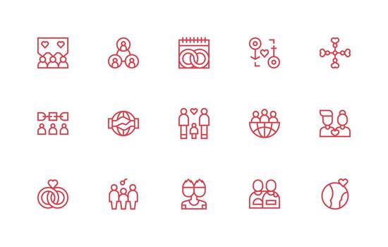 unión conjunto con 15 regular línea íconos sensible icono conjunto para flexible diseños vector