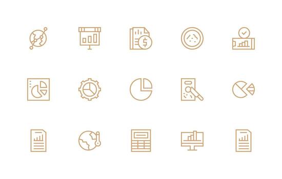regular línea estilo Estadísticas íconos con 15 vectores diseño icono colección