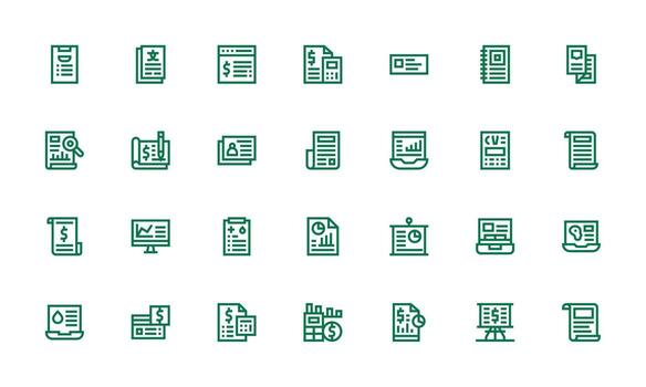 Summary featuring 28 Icons in Bold Line Design User Interface Icons for Digital Products vector