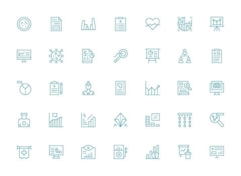 35 íconos para gráfico en ligero línea formato completamente editable icono conjunto para web vector