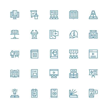 25 Medium Stroke Outline Designs for Tutorial Icons Quick Access Icons for UI Development vector