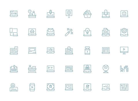Light Line Icons from Laptop Set with 35 Vectors Scalable Icons for All Themes
