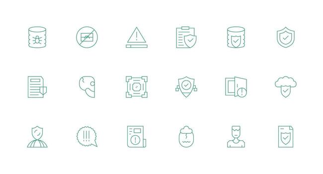 18 mínimo línea íconos para datos integridad gráficos píxel Perfecto íconos para moderno aplicaciones vector