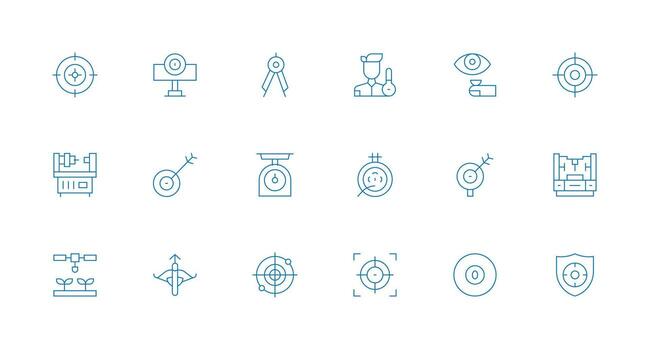 Precision Icon Collection with 18 Minimal Line Designs Interface Icon Collection vector