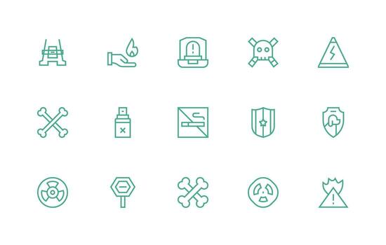15 Regular Line Vectors for Warning Sign Theme Customizable Icon Series for Mobile Screens