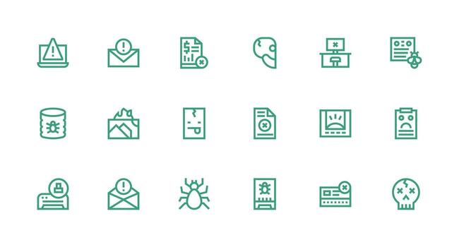 18 Error Message Icons in Strong Stroke Line Aesthetic Quick Access Icons for UI Development vector