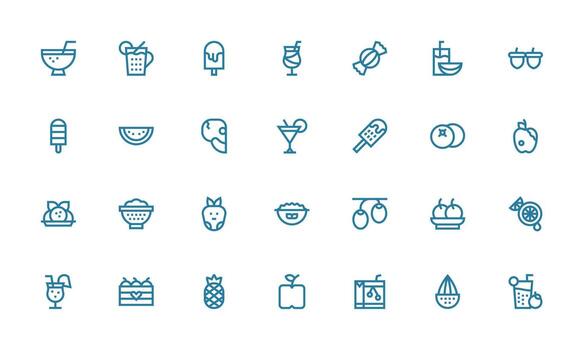 28 Icons for Fruit in Bold Line Format Scalable Icons for Cross-Platform Interfaces vector
