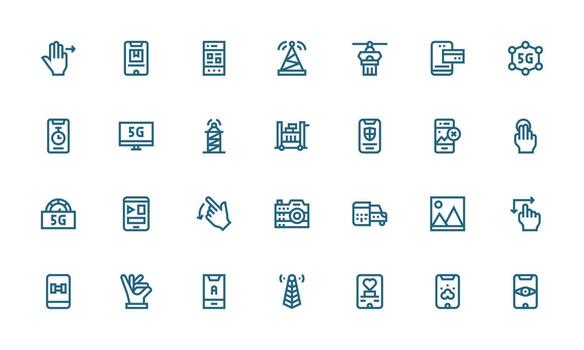 Mobile Icon Set with 28 Bold Line Graphics Core Icon Collection for Daily Tasks vector