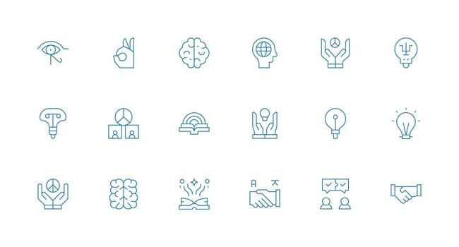 18 íconos para comprensión en mínimo línea formato organizado paquete para proyecto bienes vector