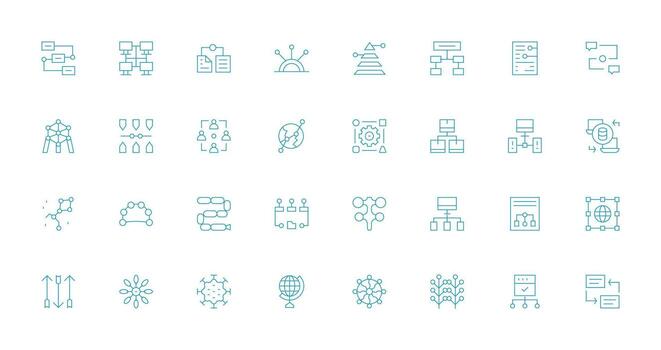 Data Flow Icon Collection with 32 Thin Line Designs Icon Set for Projects vector