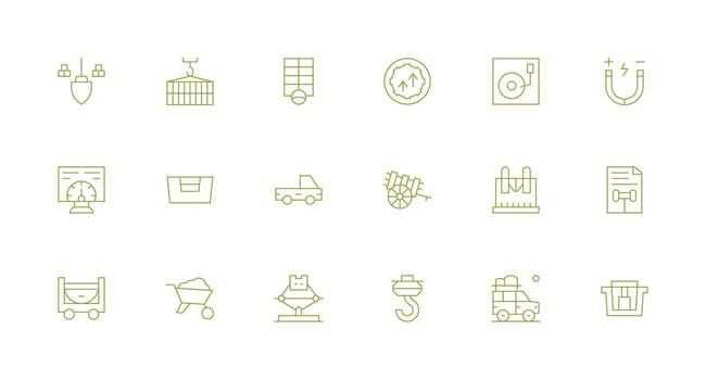 18 carga íconos en mínimo línea estético bien estructurado íconos para creativo utilizar vector