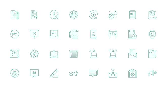 Update featuring 32 Icons in Thin Line Design Essential Icons for Rapid UI Building vector