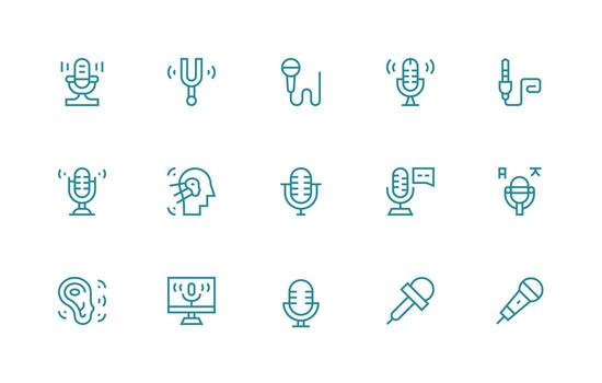 Audio Input Set with 15 Regular Line Icons Standard Icon Pack vector