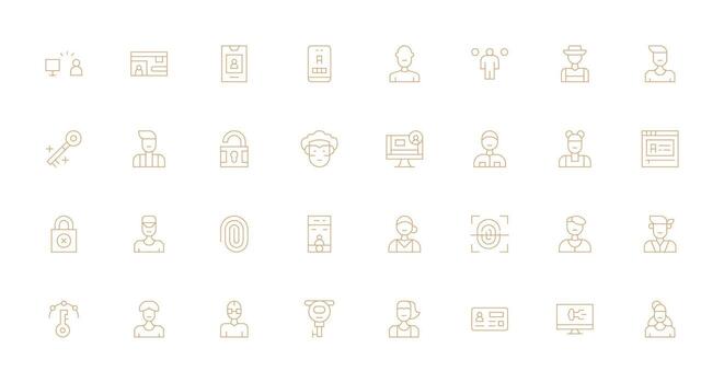 iniciar sesión diseño íconos presentando 32 en Delgado línea estilo icono conjunto para proyectos vector