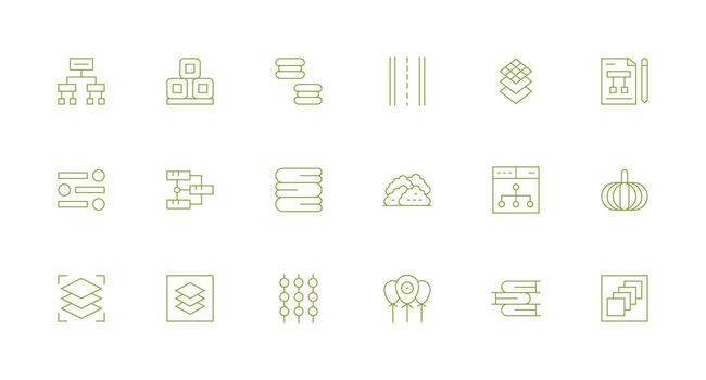 Grouping Icon Set with 18 Minimal Line Graphics Clean Icon Collection for Web Use vector