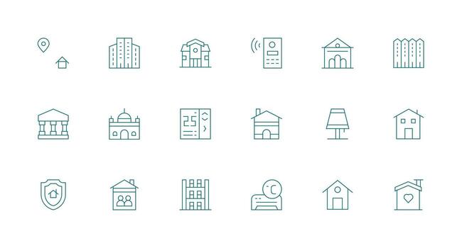 18 mínimo línea vectores para residencia tema personalizable icono serie para móvil pantallas