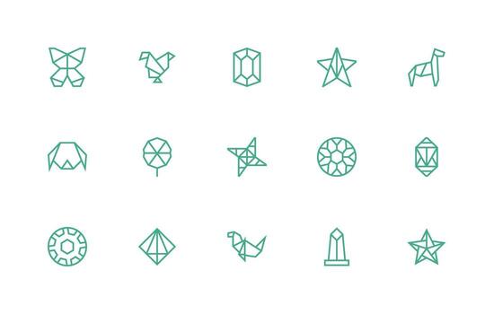 polígono icono conjunto con 15 regular línea gráficos icono conjunto para web vector