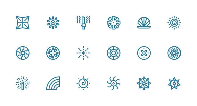 Radiating Visual Pack containing 18 Strong Stroke Line Icons Icon Set for Web vector