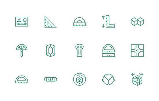 geometría presentando 15 íconos en regular línea diseño esencial icono colección vector