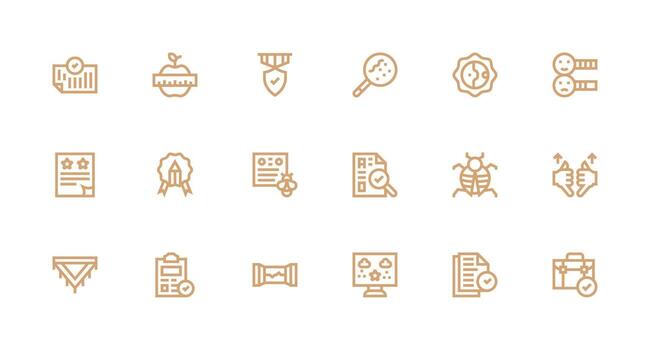 18 Strong Stroke Line Designs for Quality Control Icons Clear and Concise Icon Set Collection vector